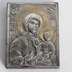 Icône orthodoxe argent Vierge à l'enfant