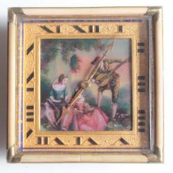 Montre de bureau scène galante émaillée Art Déco