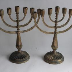 Paire de chandeliers Menorah