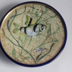 Coupelle céramique émaillée Auguste Heiligenstein Poissons Fonds marins