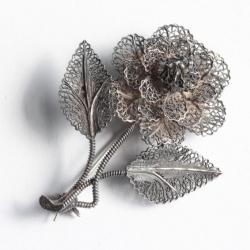 Broche argent filigrane Fleur