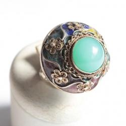 Bague argent vermeil émail Chine