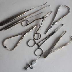 Lot Ancien Instrument médicale 9 outils divers chirurgie