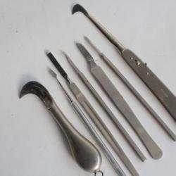 Lot Ancien Instrument médicale 7 couteaux scalpels chirurgie