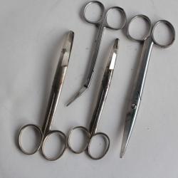 Lot Ancien Instrument médicale 4 ciseaux chirurgie