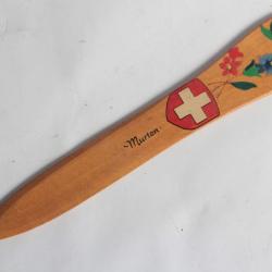 Ouvre lettre Coupe papier art populaire Suisse Edelweiss Murten