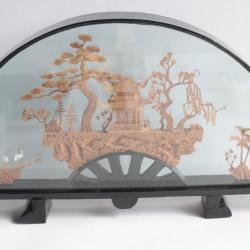 Diorama bateau liège sculpté Chine