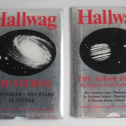 2 Cartes du ciel étoiles et système solaire Hallwag Bern 1979