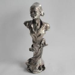 Sculpture buste métal argenté colon du XVIIIe siècle