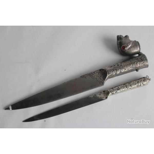 Couteau grav Tigre Indo-persan XIXe sicle