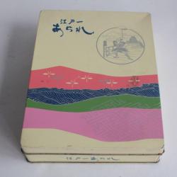Boîte tôle lithographiée biscuit japonais Arare Edo
