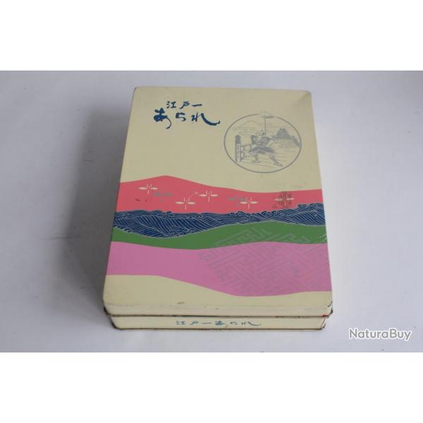 Bote tle lithographie biscuit japonais Arare Edo