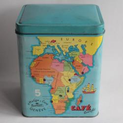 Grande Boîte tôle lithographiée Maison du café Trottet Genève