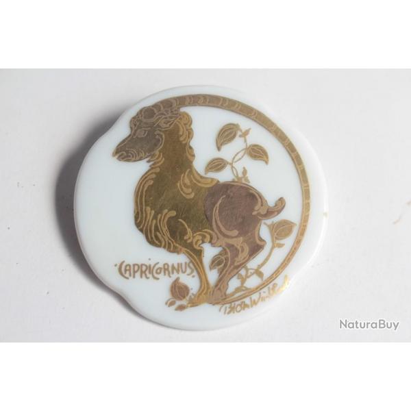 ROSENTHAL Broche porcelaine Capricorne Bjorn Wiinblad Zodiaque