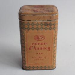 Boîte chocolats tôle lithographiée Cacao d'Annecy solubilisé