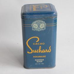 Boite chocolat cacao tôle lithographiée bleue SUCHARD