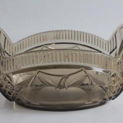 Coupe Jardinière verre fumé taillé 1930