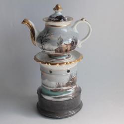 Tisanière porcelaine de Paris Paysage hivernal Empire XIXe siècle