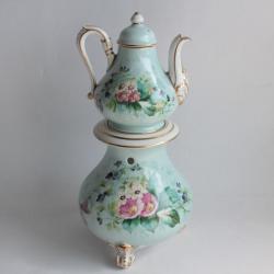 Tisanière porcelaine peinte Fleurs Napoléon III