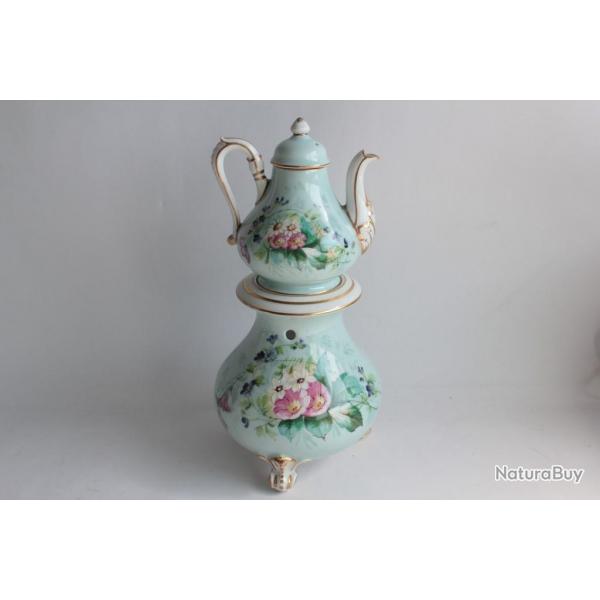 Tisanire porcelaine peinte Fleurs Napolon III
