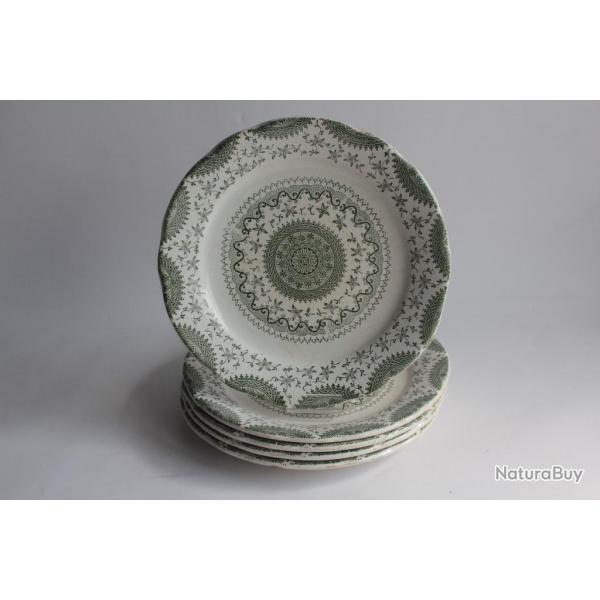 5 Assiettes Terre de fer Fine Ware vert