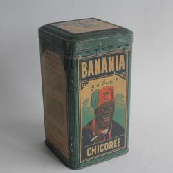 Boîte chocolat cacao BANANIA bleue chicoré Massilly