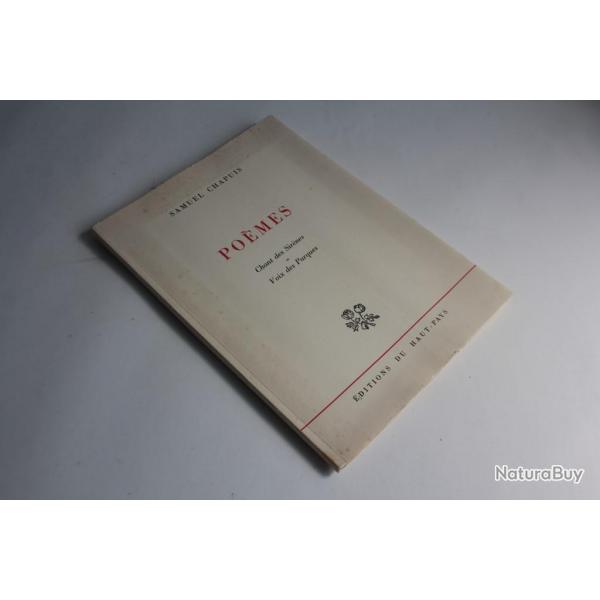 Livre Pomes Chant des sirnes Voix des Parques Samuel Chapuis 1949 + lettre