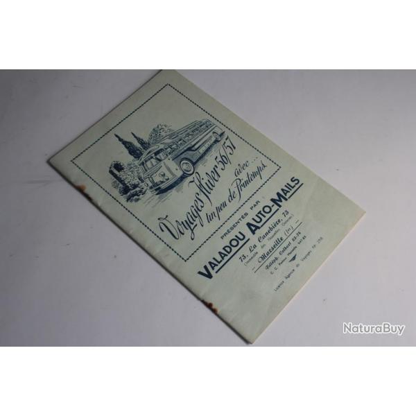 Livret programme voyage Marseille Valadou Auto-Mails 1957
