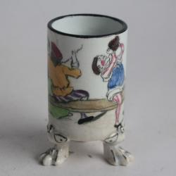 Porte cure-dents céramique personnages grotesques Sarreguemines