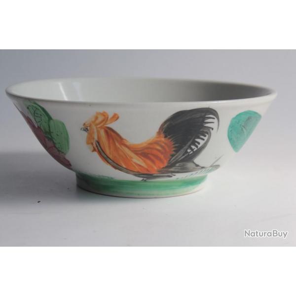 Bol porcelaine peint main coq Chine