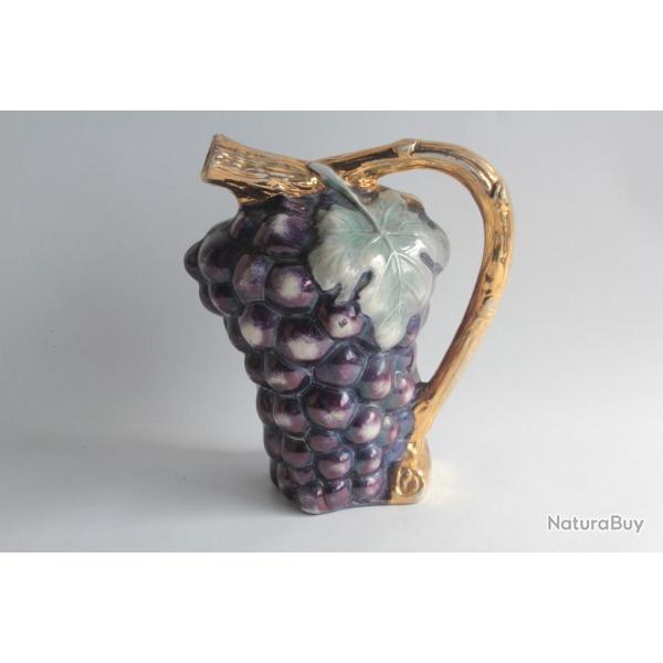 Pichet barbotine Grappe de raisin vintage
