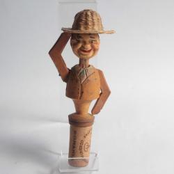 Bouchon à système bois sculpté Art Populaire