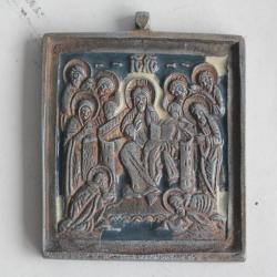 Petite icône de voyage métal émaillé Christ Déisis