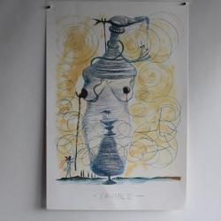 SALVADOR DALI Lithographie Femme surréaliste béquille Giacomo Casanova