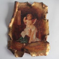 Peinture terre cuite angelot téléphone Napoléon III Pr. Goldscheider