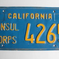 Plaque d'immatriculation Corps diplomatique Californie 1970