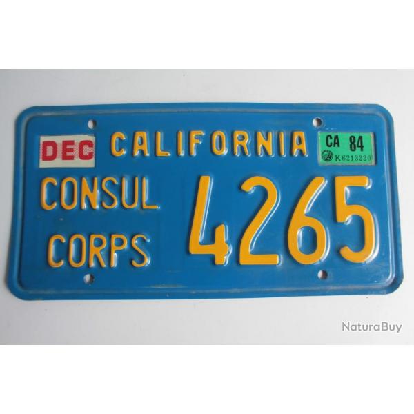 Plaque d'immatriculation Corps diplomatique Californie 1970