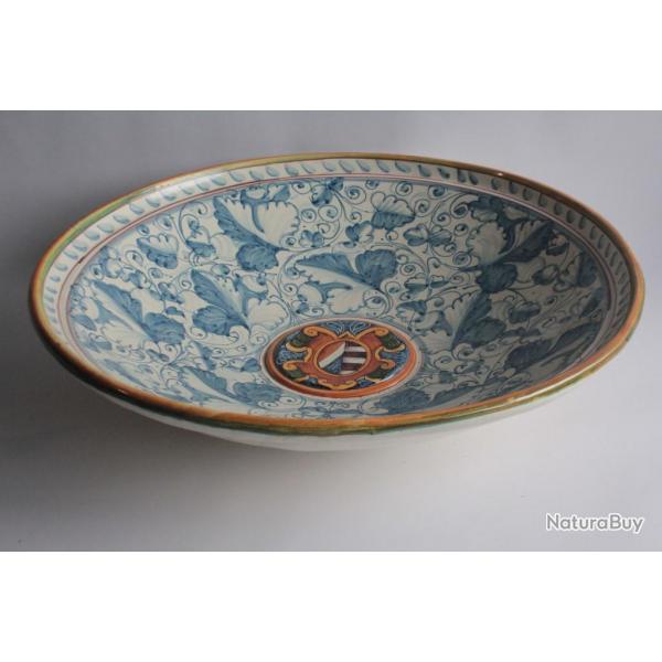 Grand Plat faence majolique Italie dcor renaissance