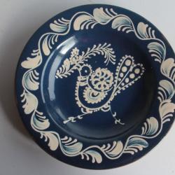 Assiette folklorique hongroise terre cuite vernissée Oiseau