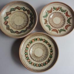 3 Assiettes terre cuite Art traditionnel roumain Horezu