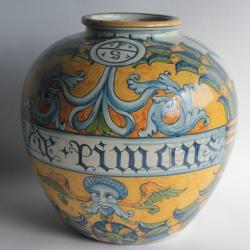Grand vase boule majolique Pharmacie Italie XIXe siècle