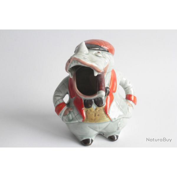 Pot zoomorphe humoristique Rhinocros au cigare