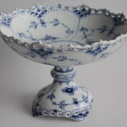 Coupe sur pied porcelaine Bleu cannelé Royal Copenhague Danemark