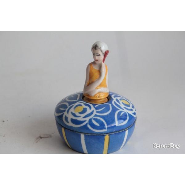 Boite  poudre houppette porcelaine Aladin Femme Art Dco
