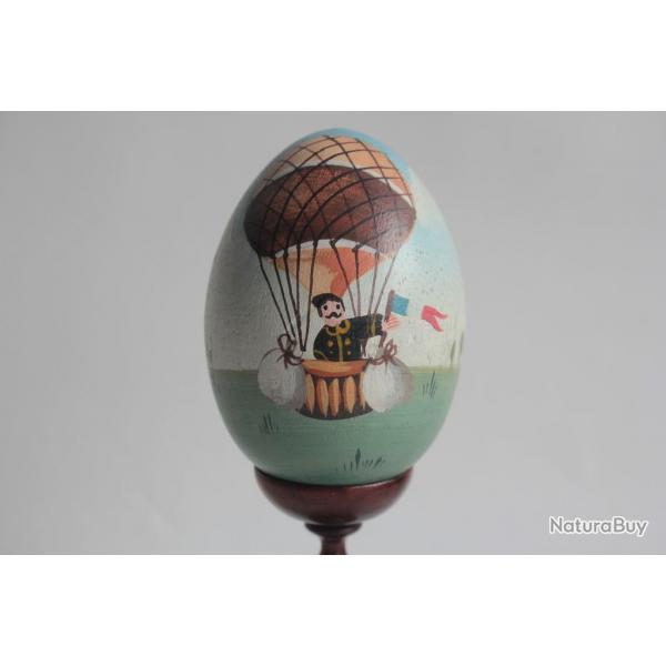 OEuf bois peint Montgolfire JMF Robuchon Art naf