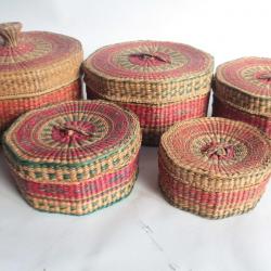 Boites gigognes octogonales tressées main vannerie