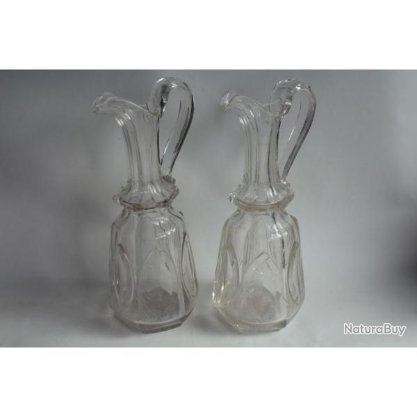 Paire Carafes cristal taill