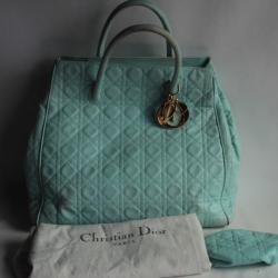 Christian DIOR Sac à main cannage bleu clair