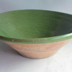 Ancien Bol Tian provençal terre vernissée vert Jatte