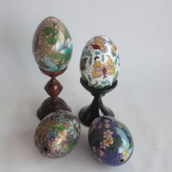 4 OEufs émaux cloisonnés Chine ou Japon
